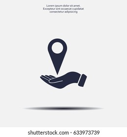 Illustration of wo hands protecting or giving a map mark