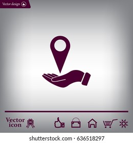Illustration of wo hands protecting or giving a map mark