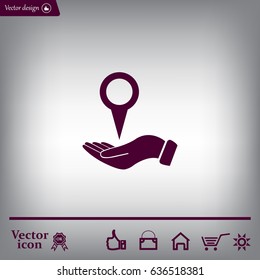 Illustration of wo hands protecting or giving a map mark