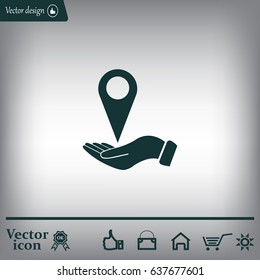 Illustration of wo hands protecting or giving a map mark