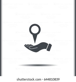 Illustration of wo hands protecting or giving a map mark