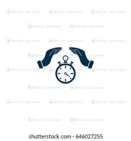 Illustration of wo hands protecting or giving a timer



