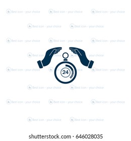 Illustration of wo hands protecting or giving a timer



