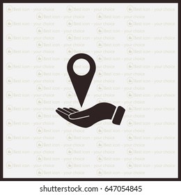 Illustration of wo hands protecting or giving a map mark