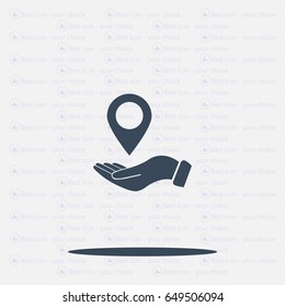 Illustration of wo hands protecting or giving a map mark