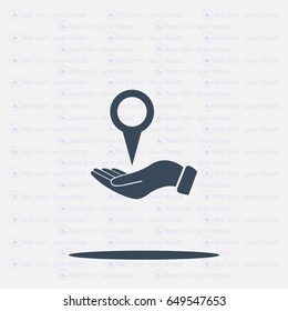 Illustration of wo hands protecting or giving a map mark