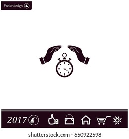Illustration of wo hands protecting or giving a timer



