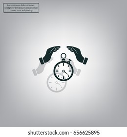 Illustration of wo hands protecting or giving a timer



