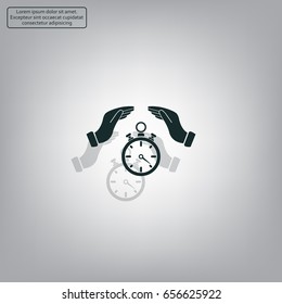 Illustration of wo hands protecting or giving a timer



