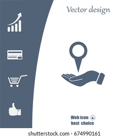 Illustration of wo hands protecting or giving a map mark