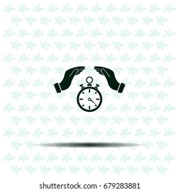 Illustration of wo hands protecting or giving a timer



