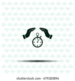 Illustration of wo hands protecting or giving a timer




