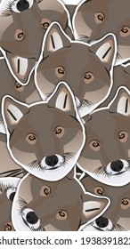 Ilustración de un gato lobo y un zorro