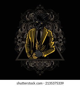 illustration of a wolf character in a suit