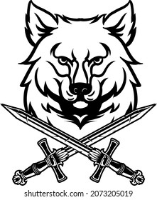 illustration of a wolf fighting with a sword can be used for design purposes, logos, t-shirts, esports logos and more