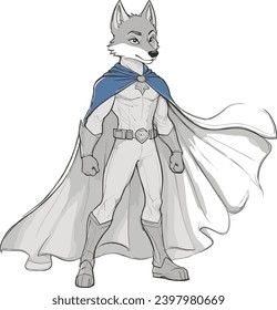 Illustration For Wolf Guardian: Dark Blue Cape Superhero