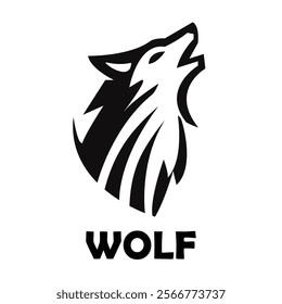 Illustration of wolf head logo icon design in black and white