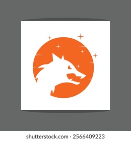 Illustration of a wolf head logo with pointed ears and a friendly expression