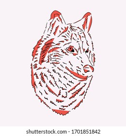 
illustration of a wolf head sketch on a white background