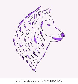 
ilustración de un dibujo de la cabeza de lobo sobre un fondo blanco
