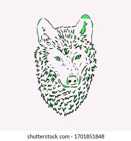 
ilustración de un dibujo de la cabeza de lobo sobre un fondo blanco