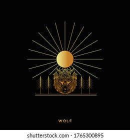 illustration of wolf logo with black background color