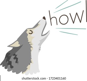 Illustration of a Wolf Making Howling Sound