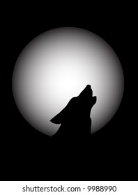 Illustration of wolf and moon