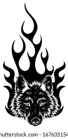 ilustración del lobo en llamas por diseño de tatuajes