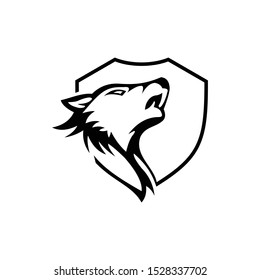 illustration wolf with shield logo