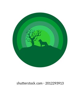 ilustración de un lobo con el concepto de silueta