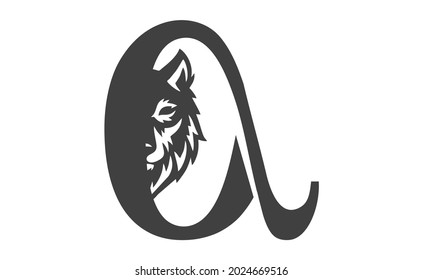 illustration A with wolf silhouette inspiration logo icon