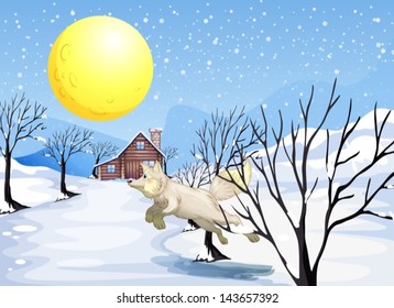 Illustration of a wolf in the snow