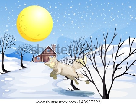 Illustration of a wolf in the snow