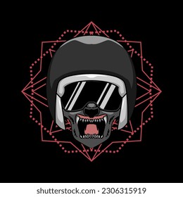 Illustration of a wolf using helm . Perfect for t-shirt design.