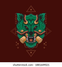 Illustration Wolf Vector With Geometric. Perfect for T-shirt designs, stickers, merchandise