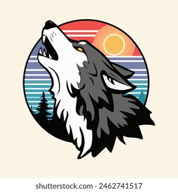 Illustration of wolf vector graphic for tshirt or apparel print