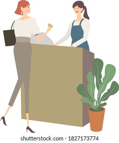 Illustration of a woman accounting at a cash register