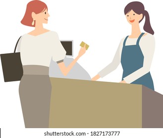 Illustration of a woman accounting at a cash register