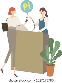 Illustration of a woman accounting at a cash register