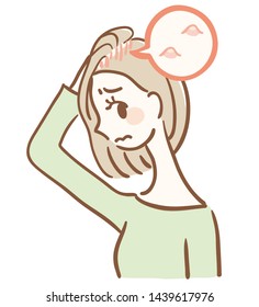 Illustration of a woman with acne on her scalp