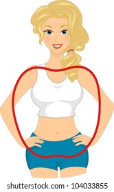 Illustration Of A Woman With An Apple Body Shape