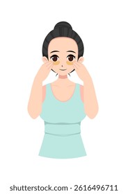 Illustration of a woman applying an eyepatch under the eye