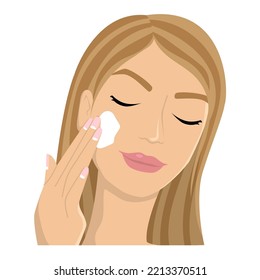 illustration of a woman applying moisturizing face cream