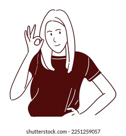 an illustration of woman approving something can make her happy