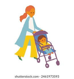 illustration of  woman with baby