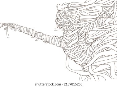 Illustration Of Woman With Bandage Drawing With Line-art On White Background.