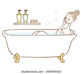 Illustration of a woman to bathe