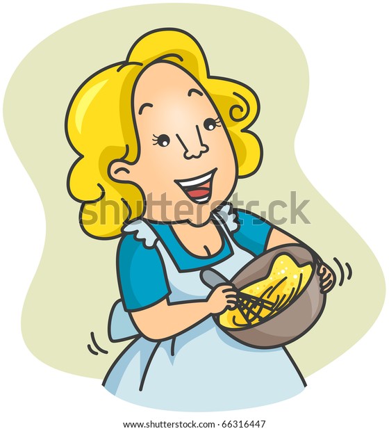 Illustration Woman Beating Eggs Stock Vector (Royalty Free) 66316447 ...