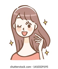 女性 日本人 髪 なびく のイラスト素材 画像 ベクター画像 Shutterstock